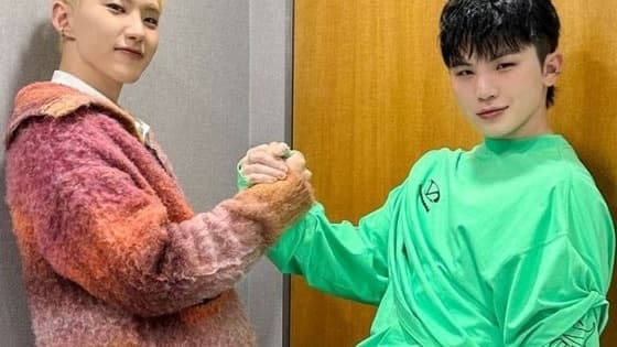 Hoshi and Woozi of SEVENTEEN, whose debut unit project BEAM releases March 10, 2025